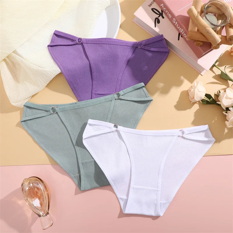 Women Cotton Lingerie Sexy Soft Fashion Panties Femme Buckle Design Underwear Sexy Pantys Underpant Lingerie Lace Intimates S-XL