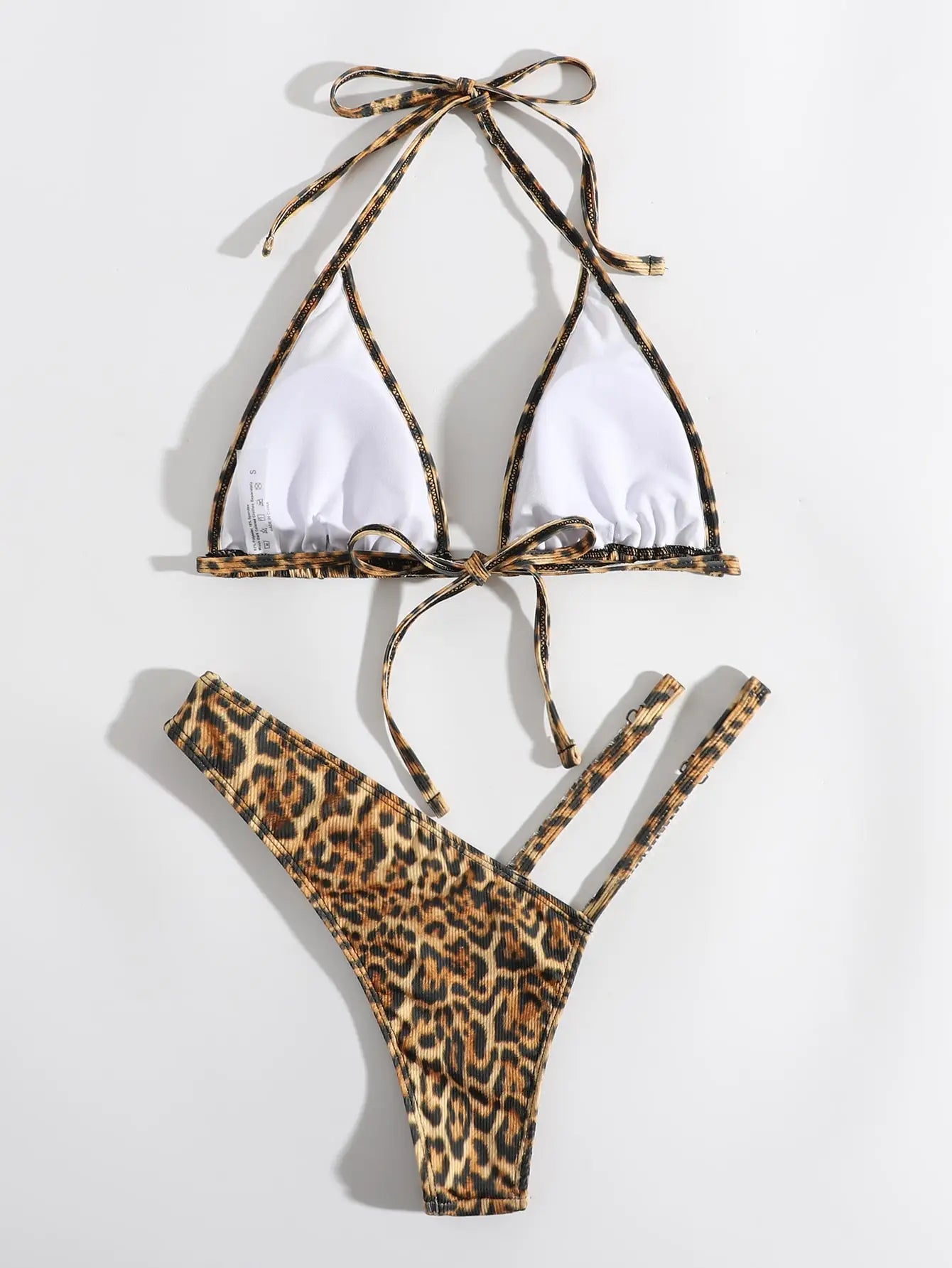 Leopard Halter Thong Bikinis 2026 Women Sexy Triangle Swimsuit Diamond Swimwear Female Jewelry Bathing Swimming Suit Beachwear