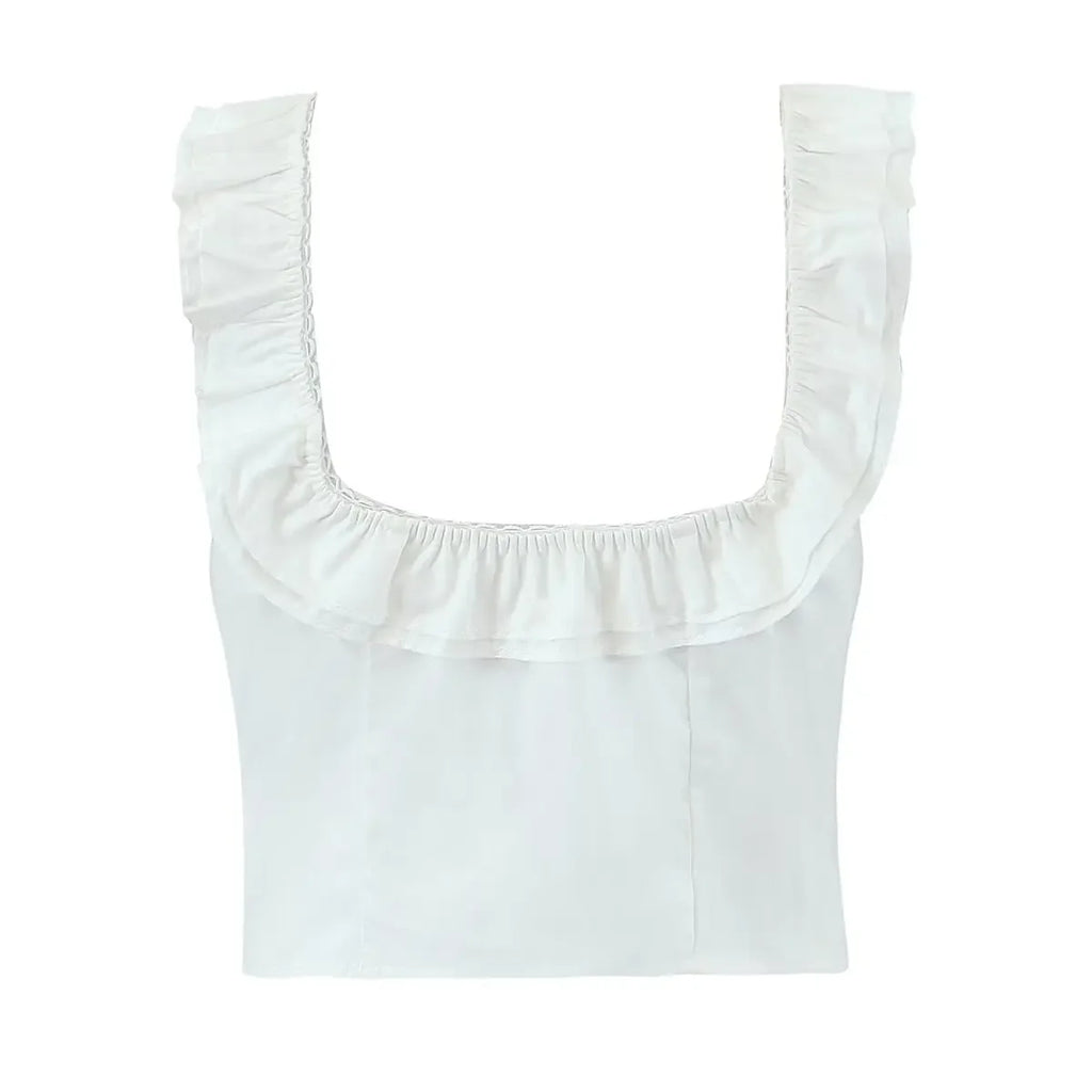 Summer Women White Cotton Dress Set 2025 Top+skirt 2 Pcs Outfit Ruffles Button Slim Top A-line Maxi Skirt Beach Casual Dress