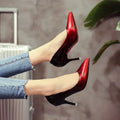 Gradient color patent leather women's shoes  spring and summer new pointed shallow mouth sexy stiletto heels work shoes drf56