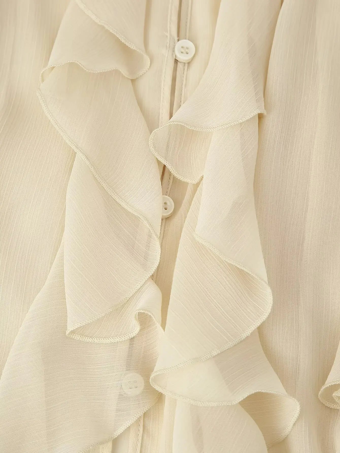 Foridol Ruffles Tiered V Neck Blouse Women Summer Spring Long Sleeve Casual Blusa Chiffon Blouses Buttons New in Female Top 2025