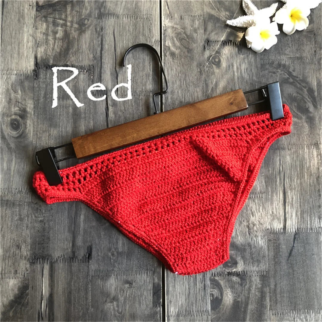 S - XL 9 Colors Crochet Knitted Bikini Bottom Swim Brief Women Swimwear Female Bather Brazilian Tanga Panties Underwear V4195