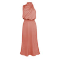 Foridol One Shoulder Turtleneck Tank Satin Women Party Dress Robe Zip Sleeveless Elegant Vintage Folds Women Clothing 2025
