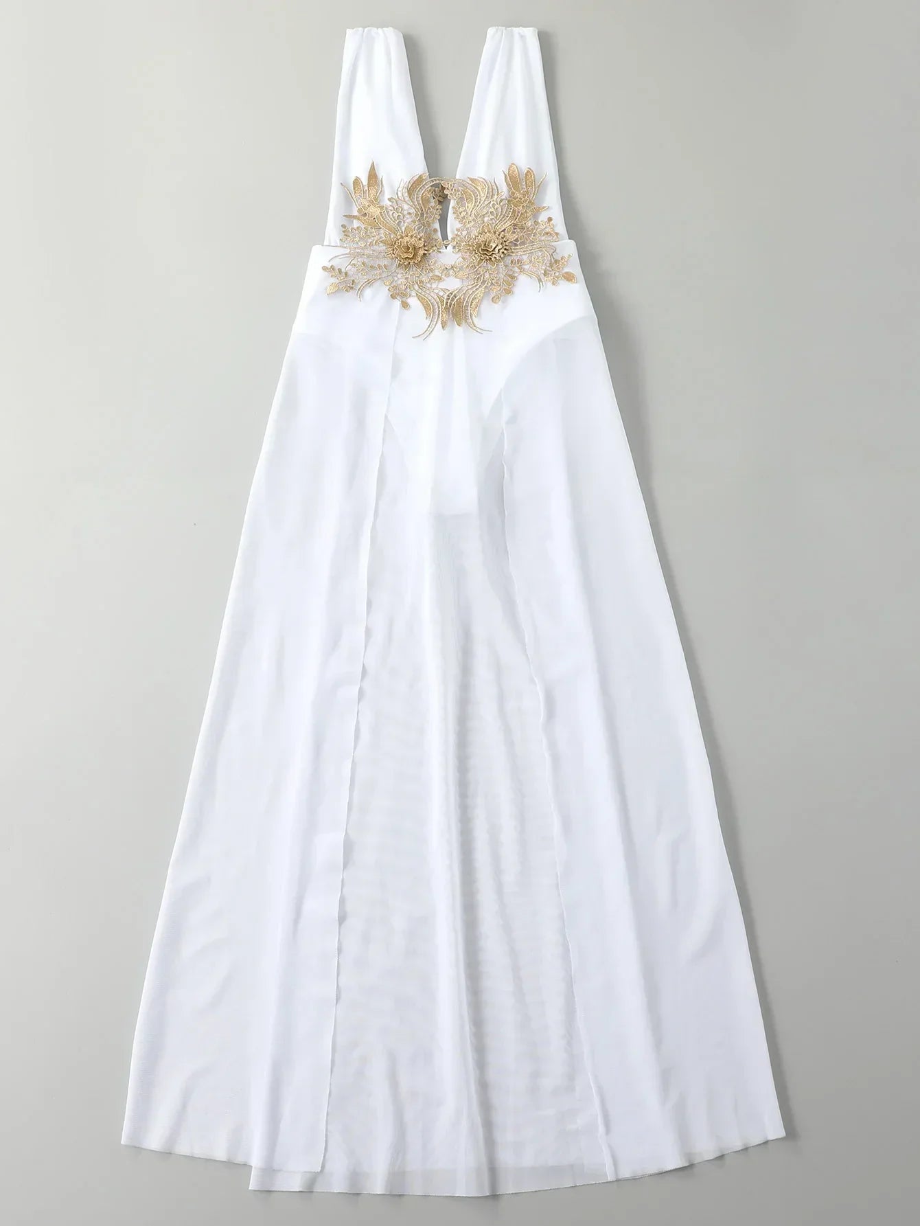 Sexy White Dress One Piece Swimsuit 2026 Women Embroidery Floral Designer High Waist Swimwear Vintage Beach Bathing Suit Bikini