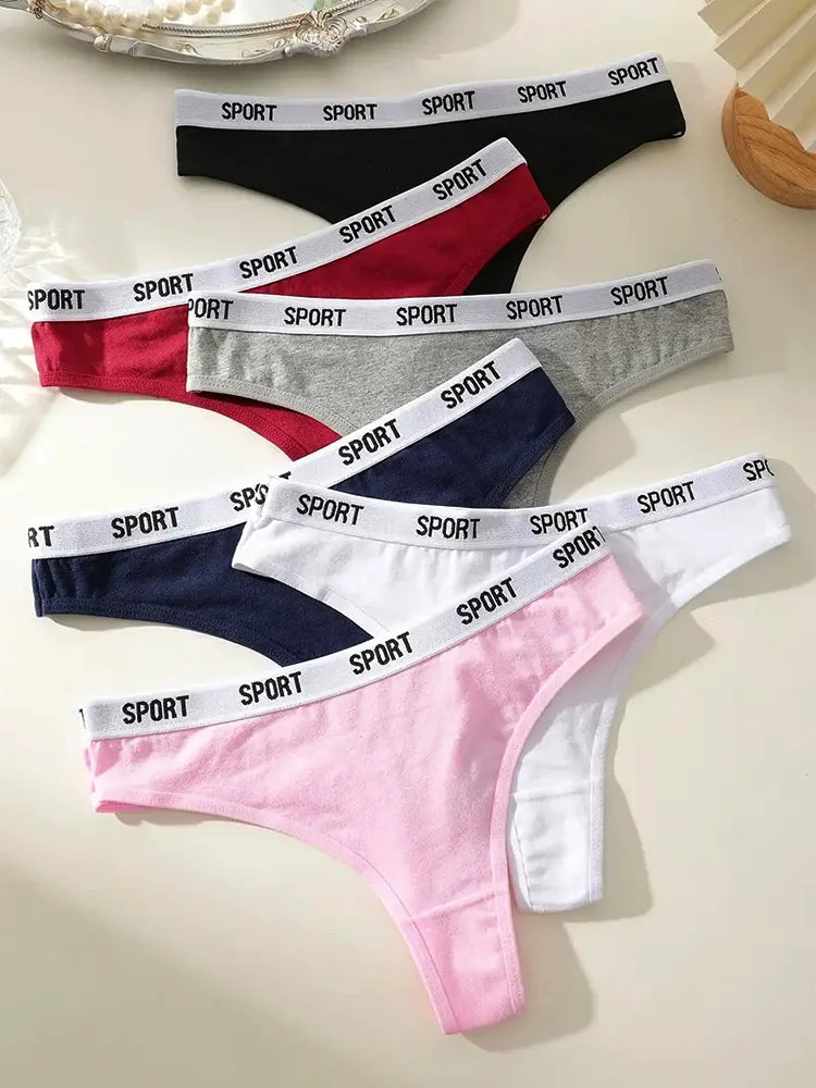 6Pcs/Set Women Thongs Cotton Panties Plus Zise Underwear Sexy G-String Low Waist Briefs Underpants Comfortable Lingerie S-XL