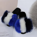 Mix Color Faux Fur Cotton Slippers for Women Open Toe Non Slip Plush Slippers Woman 2025 Lightweight Indoor Flats Slides Mujer