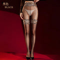 Leopard Printed Faux Garter Pantyhose With Lace Waist Aurora Ultra-Thin Transparent Shiny Silky Sexy Pantyhose For Woman OUQ0
