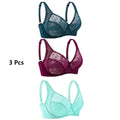 3 Pcs Womens Bras Ultra-Thin Perspective Lace Sheer Plus Size Bra Underwire Sexy Underwear Lingerie BH Tops D E F Cup