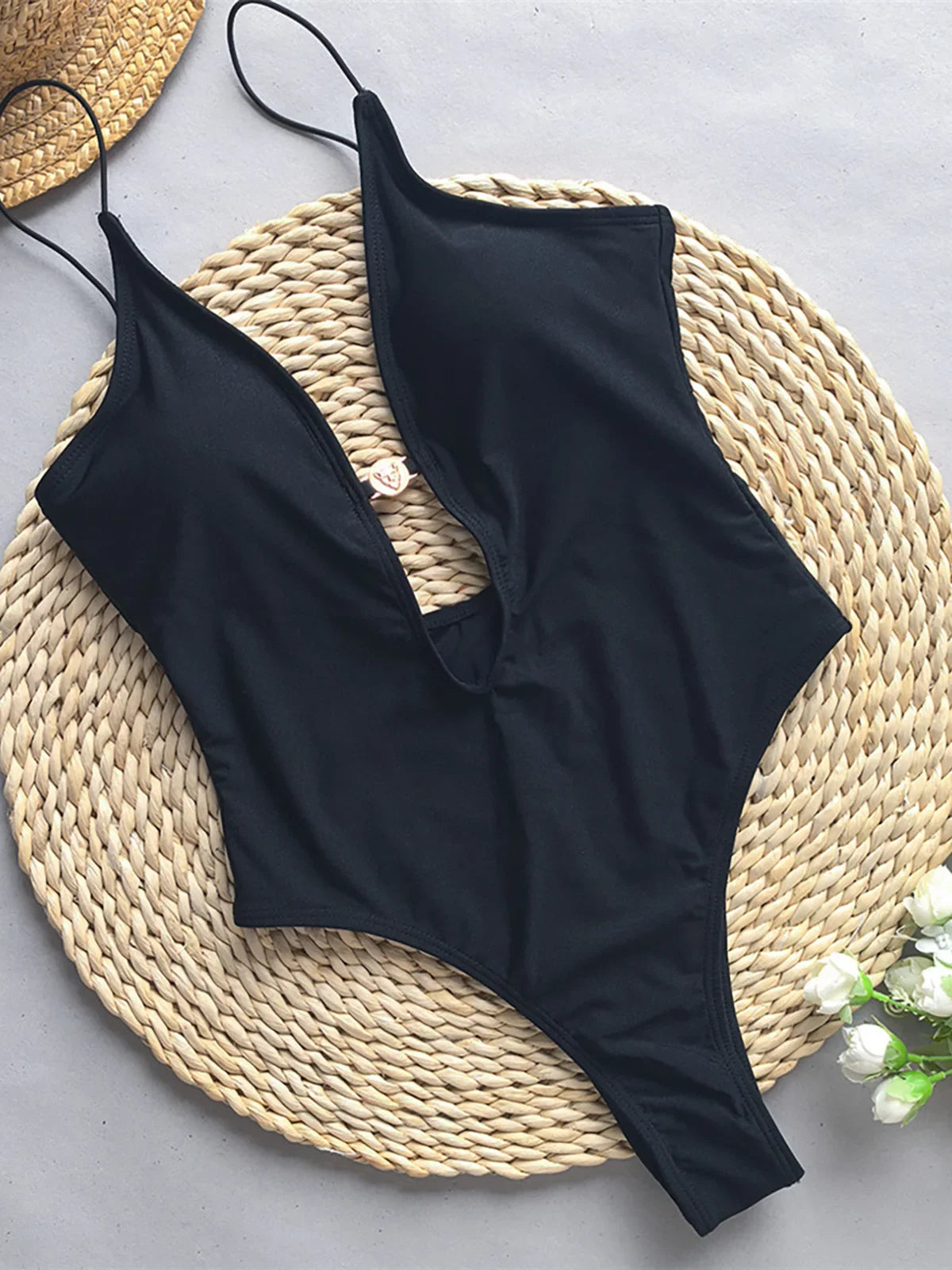 Sexy Deep V Neck Tie Dye Cut Out One Piece Swimsuit Women Swimwear Female Monokini High Leg Cut Bather Bathing Suit Swim V5843