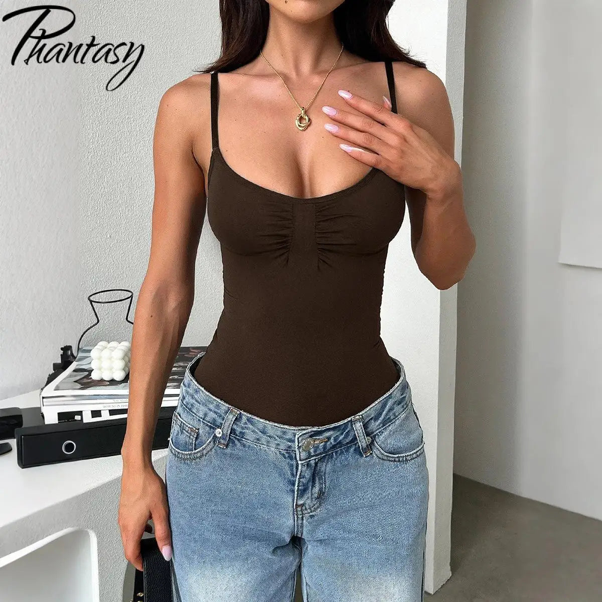 Phantasy Sexy Spice Women's Tanks Skinny Strapless Tank Top Lady Casual Slim Bodysuit Solid Color Top Summer Women's Clothing