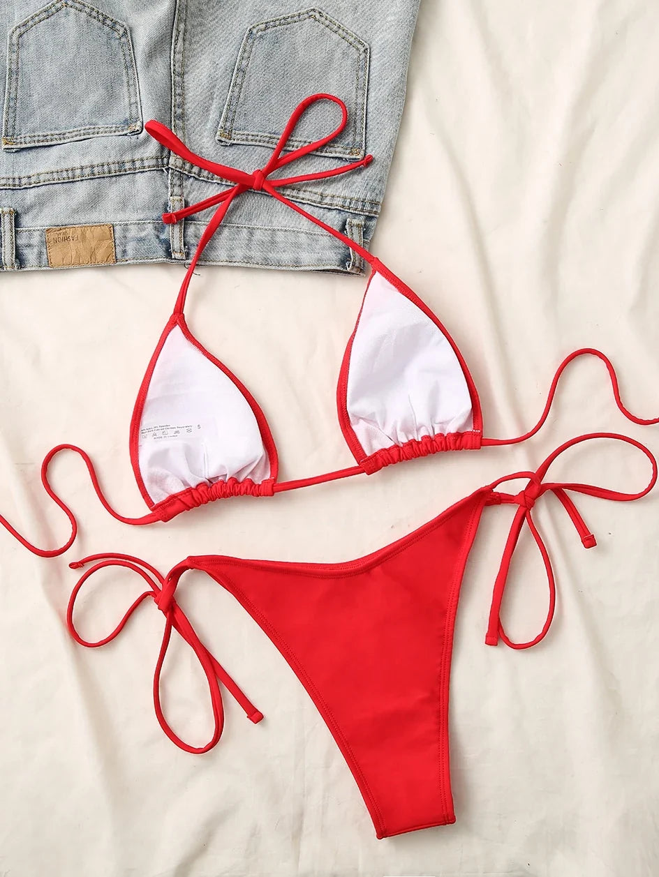 Sexy Micro Bikini 2025 Criss Cross Swimwear Bandage Woman Swimsuit Female Thong Bikinis Set 2 Piece Women Bathing Suit Beachwear