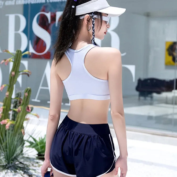 New High-end Split Swimsuit with Sports Style and Flat Angle Pants for Slimming and Vacation Swimsuits Cross-border