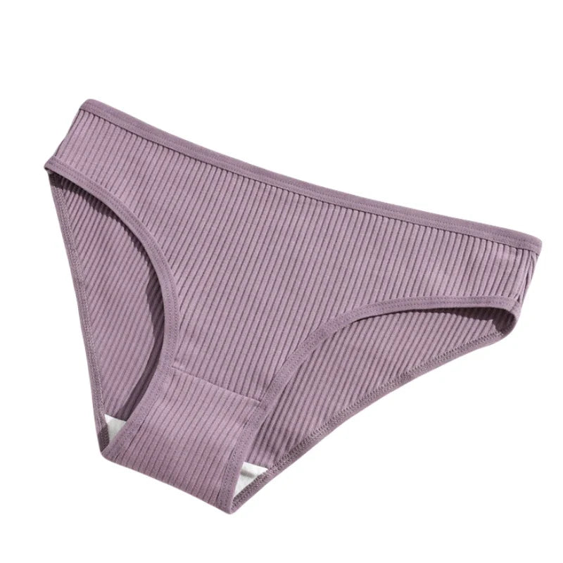 4Pcs/Set Cotton Panties For Women Low Rise Underwear Breathable Briefs Solid Color Sports Underpants Female Lingerie