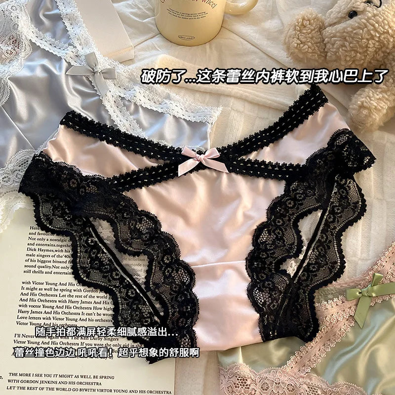 Sexy lace panties pure lust bow comfortable low waist girl briefs