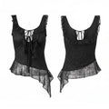 Women Flounce Vest Lace Jacquard Square Neck Tie-up Tank Tops Backless Sleeveless Slim Fit Retro Blouses for Party Club