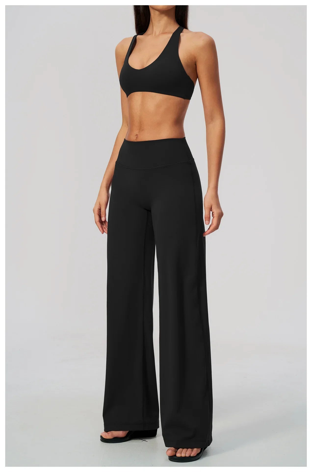 Summer 2 Piece Yoga Sets Women Tight Back Cross Sports Bra High Waist Peach Hip Wide Leg Pants Gym Running Fitness Workout Suits