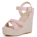Wedges Sandals Women Summer 2026 Platform High Heels Gladiator Flip Flops Black Pink Knitted Party Shoes Female Large Size 45