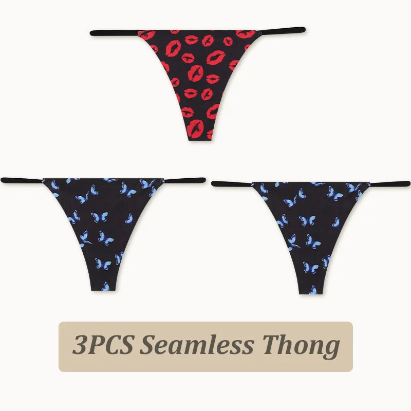 3PCS Women Seamless Leopard Butterfly Panties Sexy Ultra-thin Briefs Female Ice Silk No Trace Underwear Low Rise Soft Lingerie