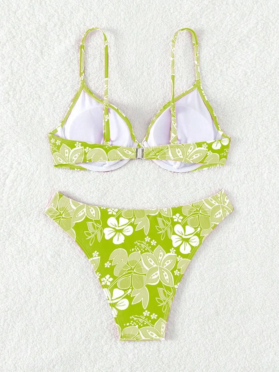 Strappy Underwire Bikinis 2025 Printed Floral Swimwear Female Sexy Swimsuit Women Bathers Bathing Swimming Swim Suit Beachwear