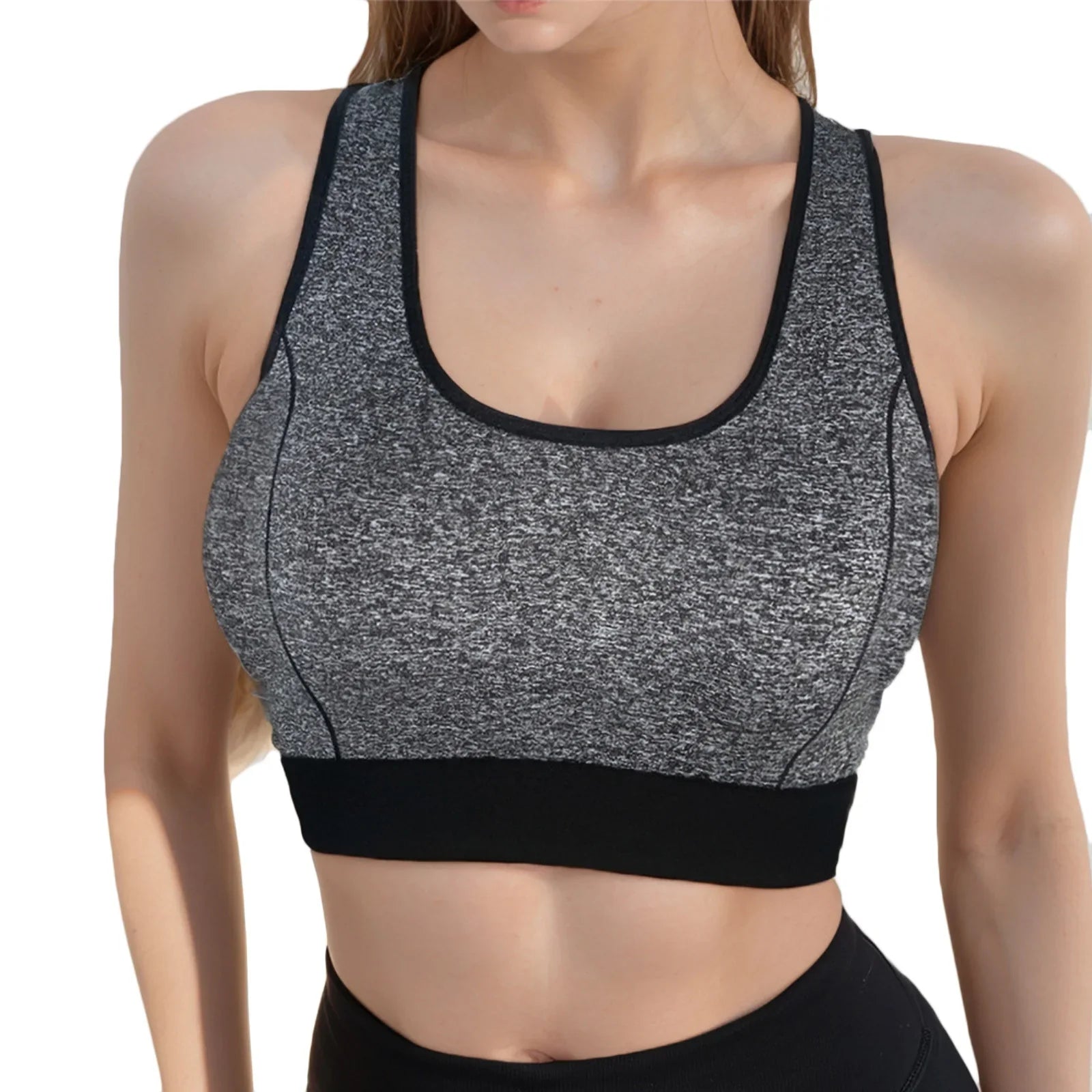Women Racerback Sports Bra Seamless High Impact Support Fitness Yoga Brassiere Shockproof Workout Running Gym Underwear Bralette
