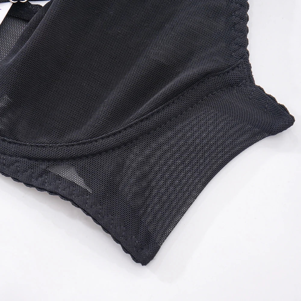 Summer new women's sexy strappy see-through mesh lingerie four-piece set Women's Pajama Lace Underwear Set Intimates 2025