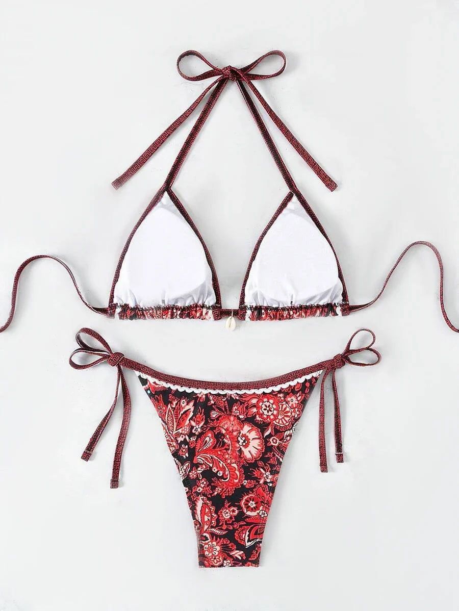 2026 Halter String Triangle Two Piece Bikini Women Swimwear Female Swimsuit Bathers Bathing Swimming Suit Beachwear Summer
