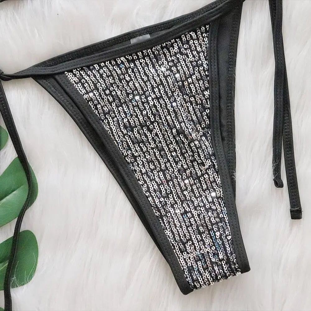 DEKA 2025 Sexy Brazilian Sequins Bikini Woman Swimsuits Crystal Swimwear Bikini Thong Biquini Swim Suits Beachwear