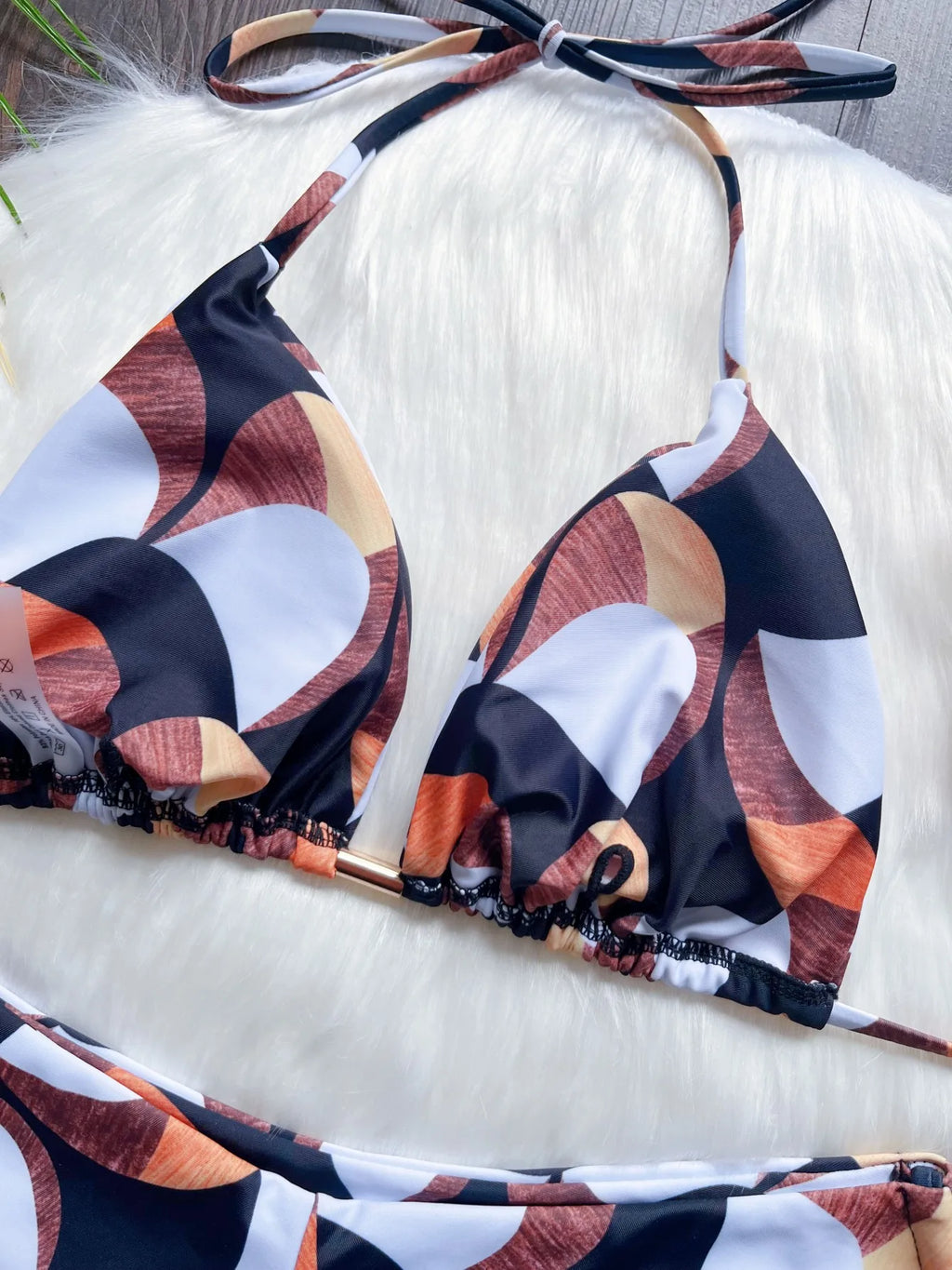 Sexy print women's bikini swimsuit split set with straps and tassels 2-piece set for summer beach swimsuit