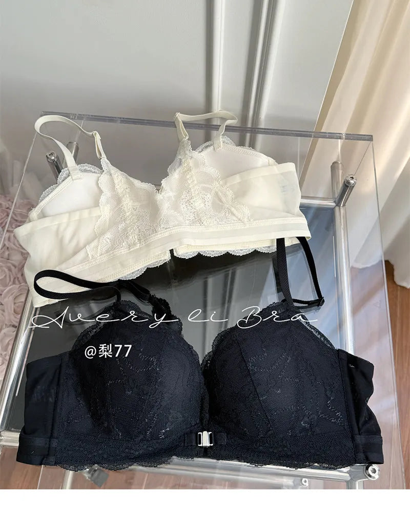 Summer Hot Sale! Front Closure Compression Bra for Small Bust - Sexy Lace Back Push Up Bralette, Lightweight Invisible Comfort