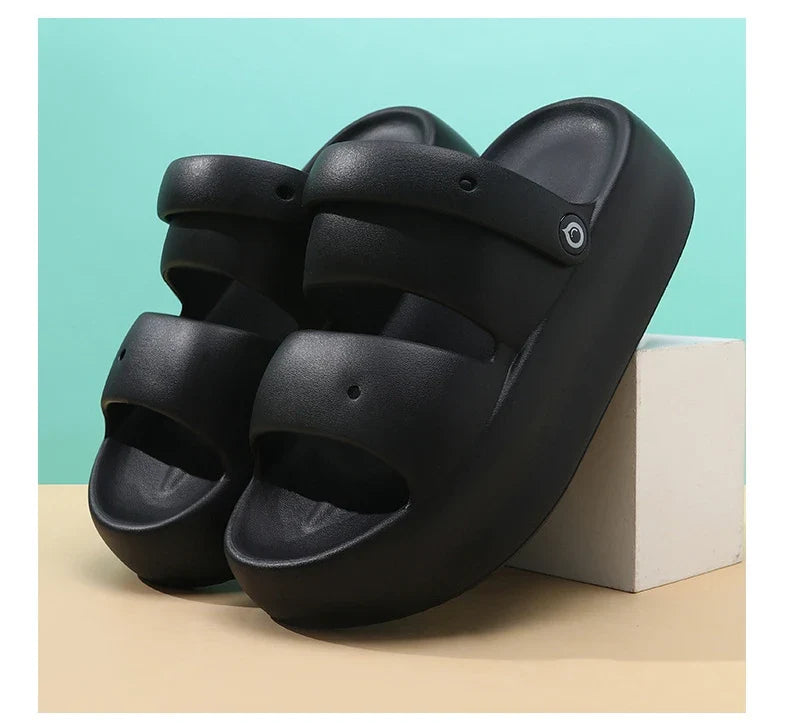 Women Summer Platform Sandals Thick Sole Home Street Slippers Soft EVA Girls Student Daily Walking Shoes 2 Way Wear Sandalias