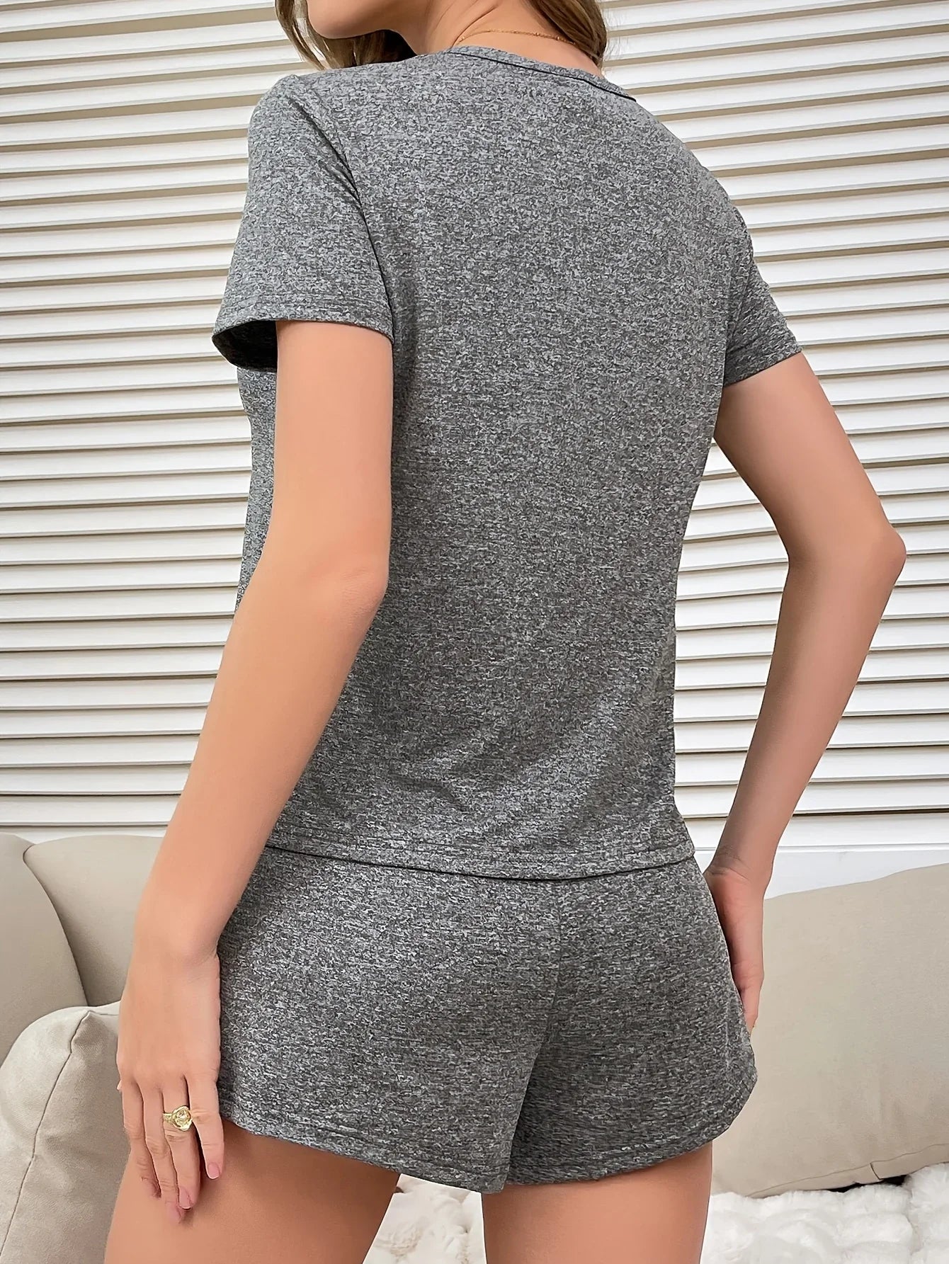 Women’s Letter Print Pajama Set 2PCS Short Sleeve Top and Shorts Sleepwear Loungewear Soft Cotton Homewear Summer Nightwear