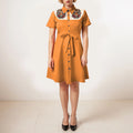 Western Cowgirl Printed Dress Halloween Cosplay Costume Summer Cowboy Button-Down Dress Short Sleeves 100% Cotton Sexy Dress