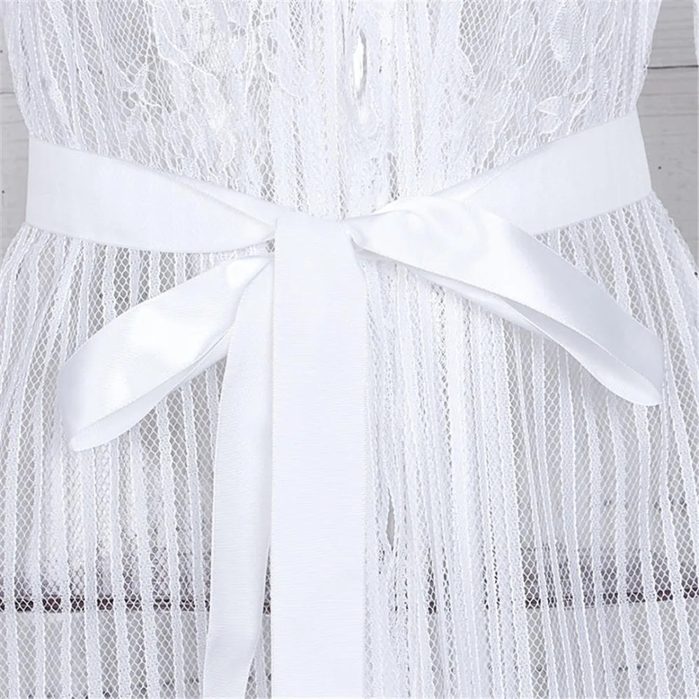 S - XL Sexy Sheer Crochet Lace Tunic Beach Cover Up Beach Cover-ups Long Beach Dress Beach Wear Beachwear Female Women V1318
