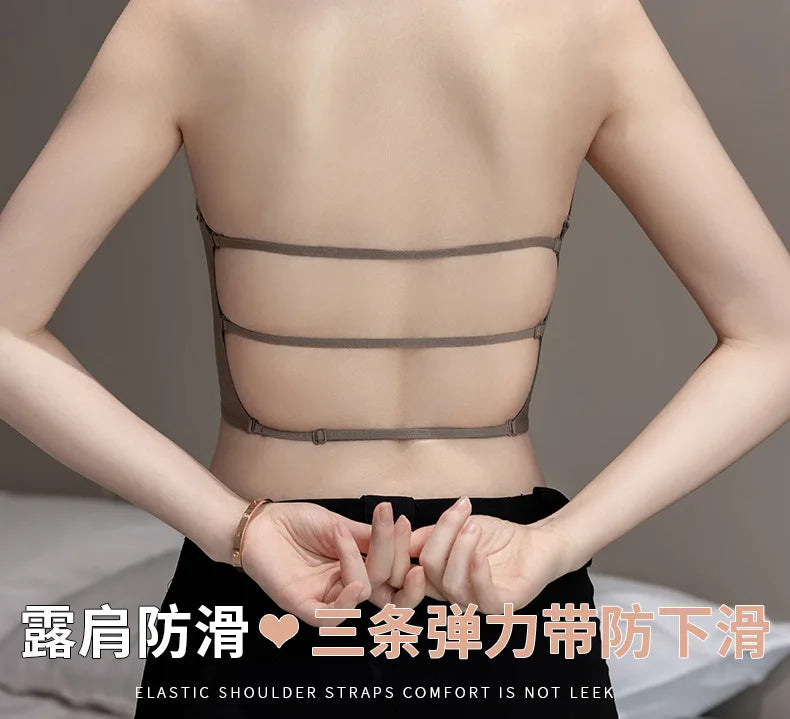MOYISU Anti Slip Halter Bra for Small Chest, Push Up Enhancer Pads Rounded Shape, Invisible Seamless Cover No Show Lift Bralette