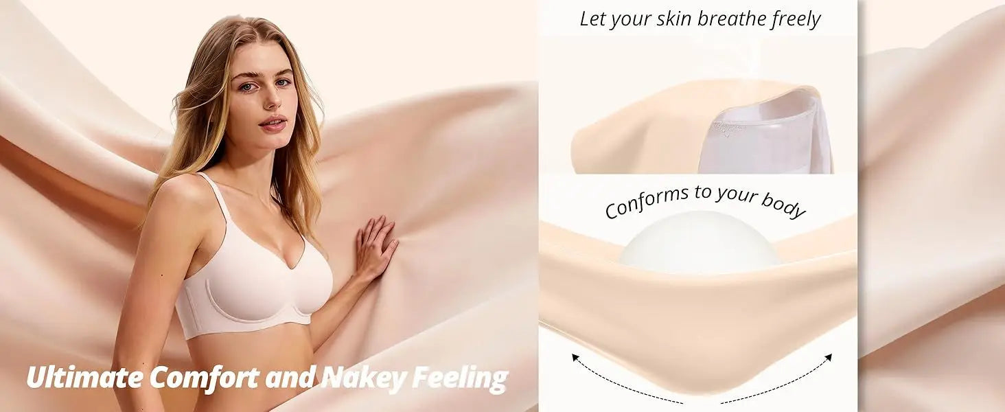Women's Jelly Wire-Free Seamless Bra Solid Color Thin Molding 3/4 Cup Push-Up Seamless Bra Soft Support Comfortable Underwear