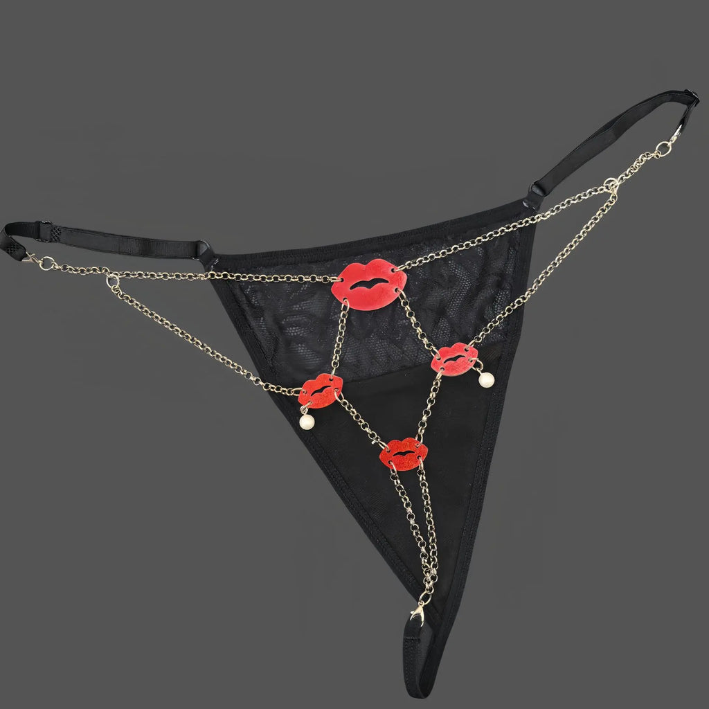 Rhinestones Metal Chain Sexy Women Panties Gem G String Girls Briefs Thong Lace Erotic Female Underwear Low Waist Intimates