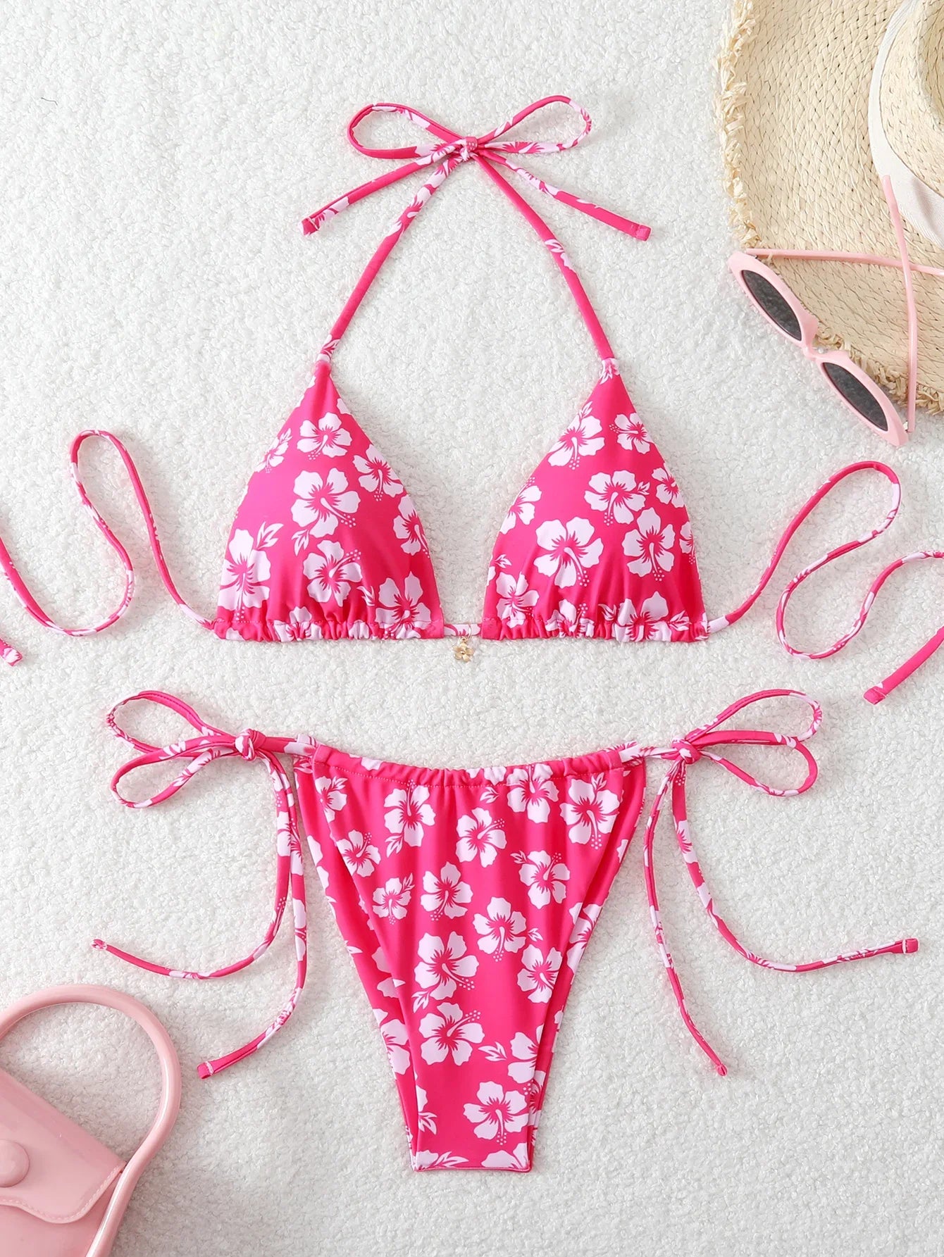 Triangle Halter Thong Bikinis 2026 Women Sexy Printed Swimsuit Floral String Swimwear Female Bathers Bathing Swimming Swim Suit
