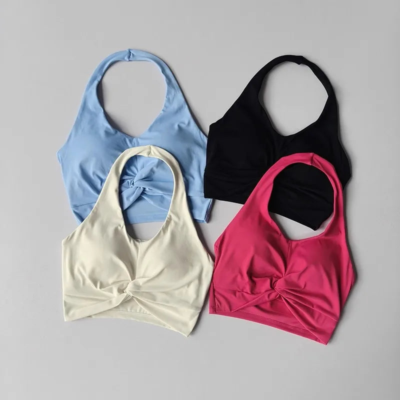 Women's Shock-Absorbing Yoga Sports Bra Beauty Back Design Integrated Neck Hanging Training Fitness Fitness Bra