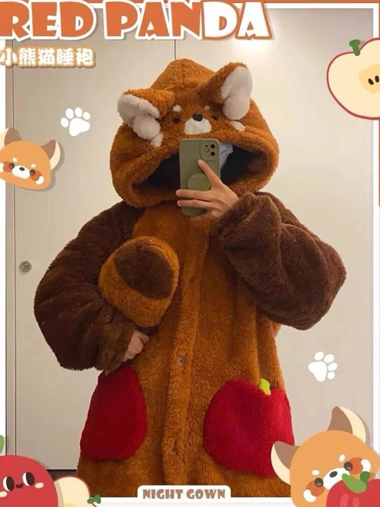 Adult Raccoon Cosplay Costume Robes Kigurumi Unicorn Onesie Anime Nightgown Halloween Cartoon Bear Pajamas Winter