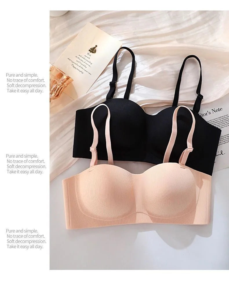 Hot Sale Japanese Style Seamless Underwear, Small Chest Gathered Push-Up Bra for Teens, Pure Sensual Wireless Bralette MOYISU