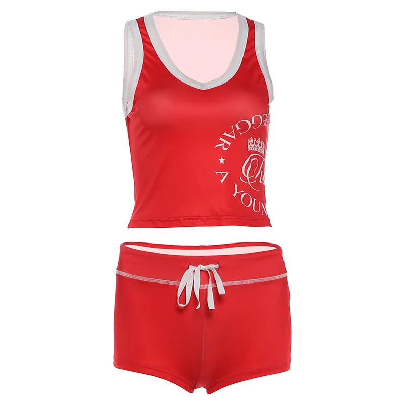 European and American 2026 Spring and Summer Casual Contrast Color Halter Backless Top High Waist Butt Lifting Shorts Set