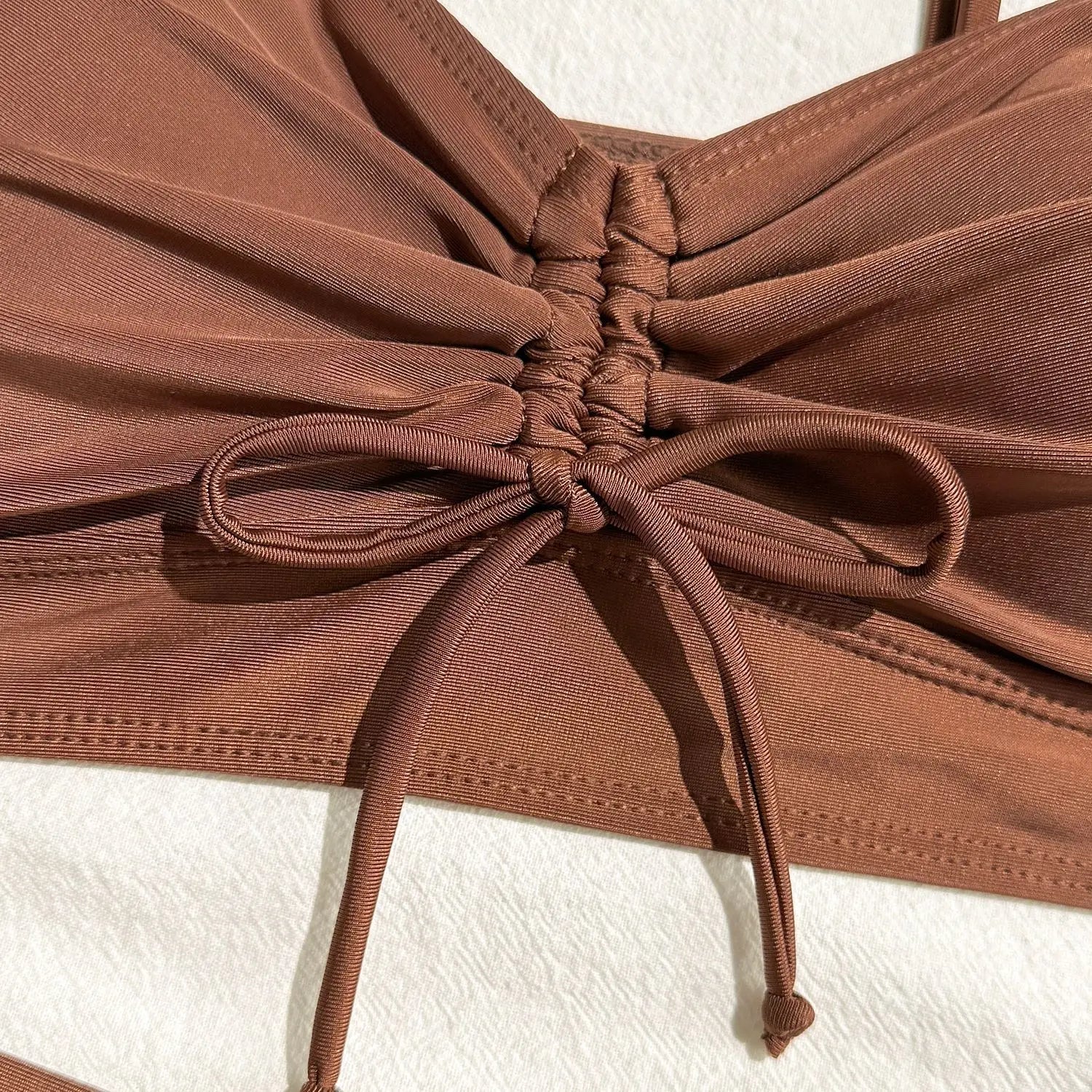 Wrinkled Knotted Shorts High Waist Bikini Female Swimsuit Women Swimwear Two-pieces Bikini Set Tankini Bathing Suit Swim Beach