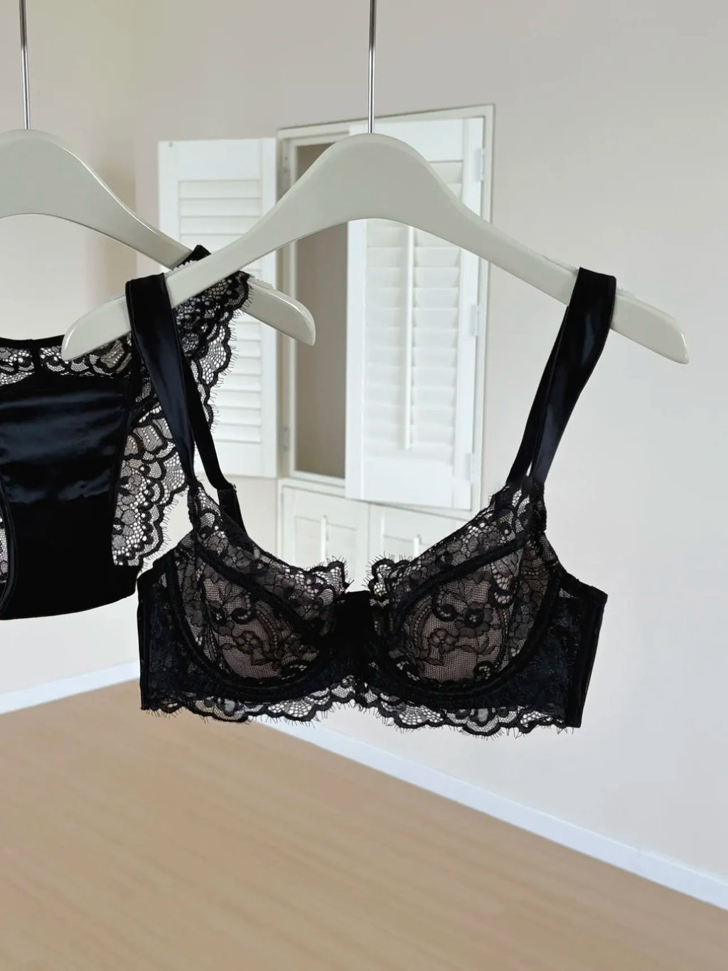 Minimizer Bra Set for Large Bust with U-Back | French Lace Deep V Push Up Anti-Sagging | Women's Sexy Summer Underwear MOYISU AB