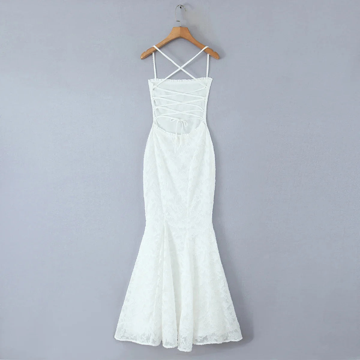 Backless Lace Up Trumpet White Party Dress Vestidos Para Mujer Sexy New in Long Dresses 2025 Spring Summer Elegant Sundress