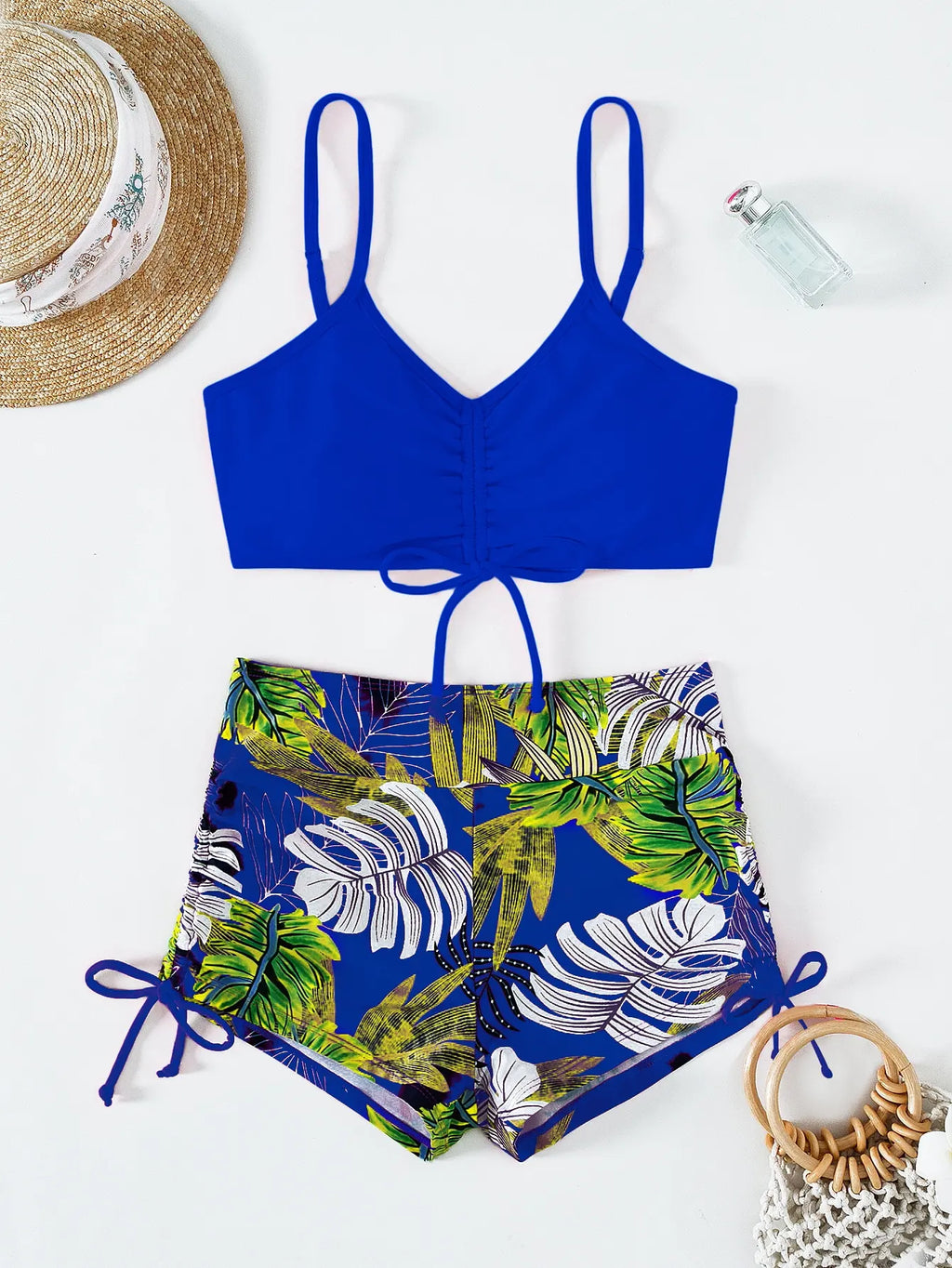 Drawstring Front Shorts Bikinis 2026 High Waist Swimsuit Women Swimwear Female Bathers Bathing Swimming Swim Suit Beachwear