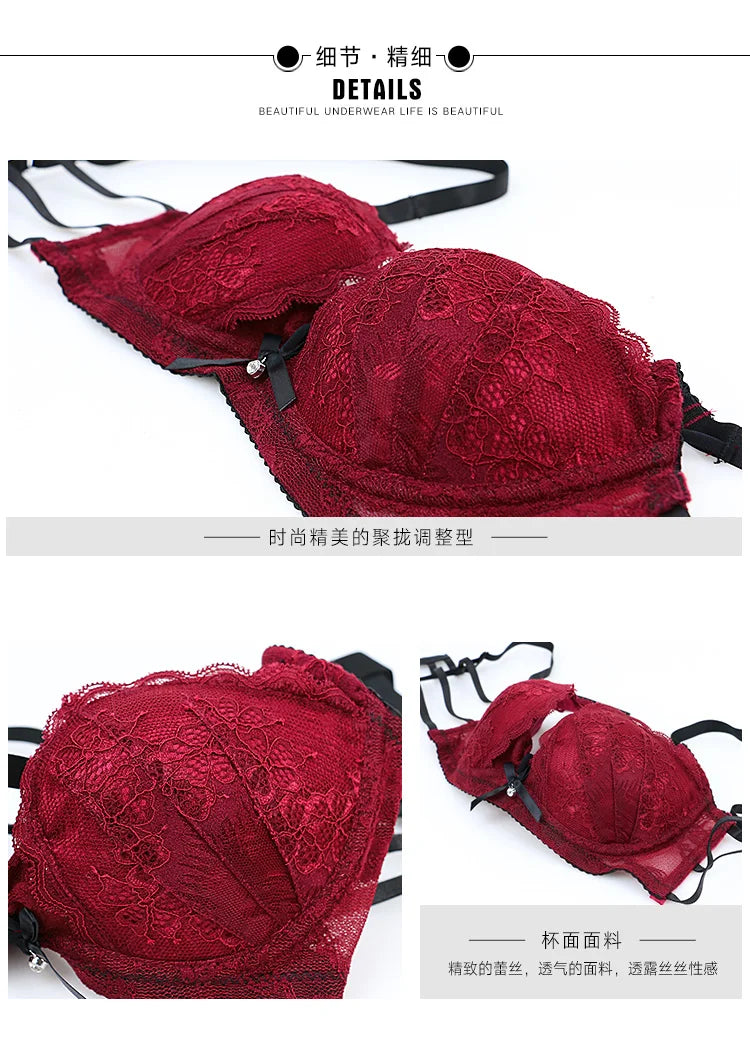 Summer Christmas Lingerie Set Red Lace Bra Lightweight Low Back Support Comfort Bralette Pure Desire AU Sizes MOYISU Sexy Tushy
