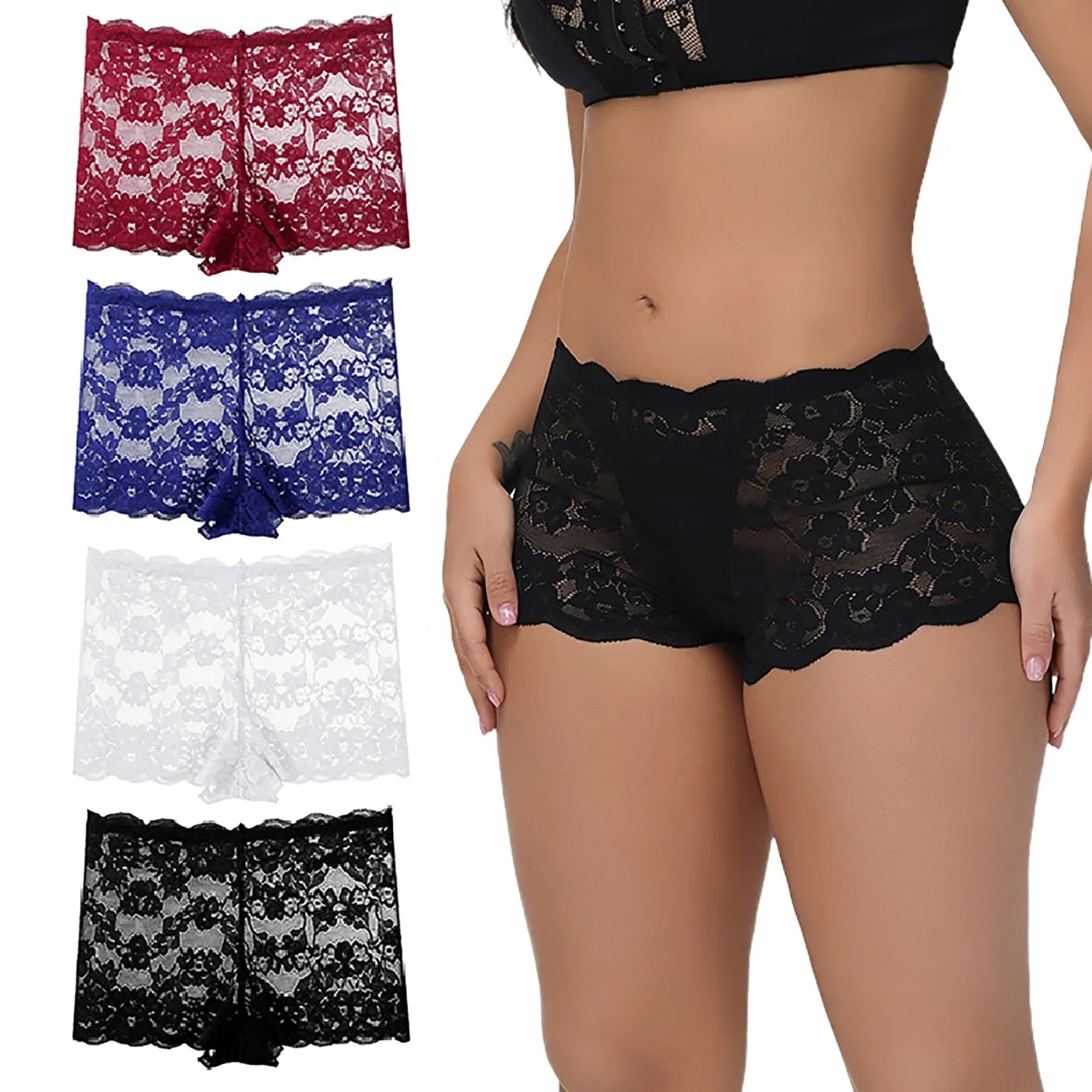 2026 Women Lace Flat Corner Underwear Womens Sexy Knickers Shorts Laces Patchwork Seductive Panties LenceríAs De Mujer 여성 극단적속옷