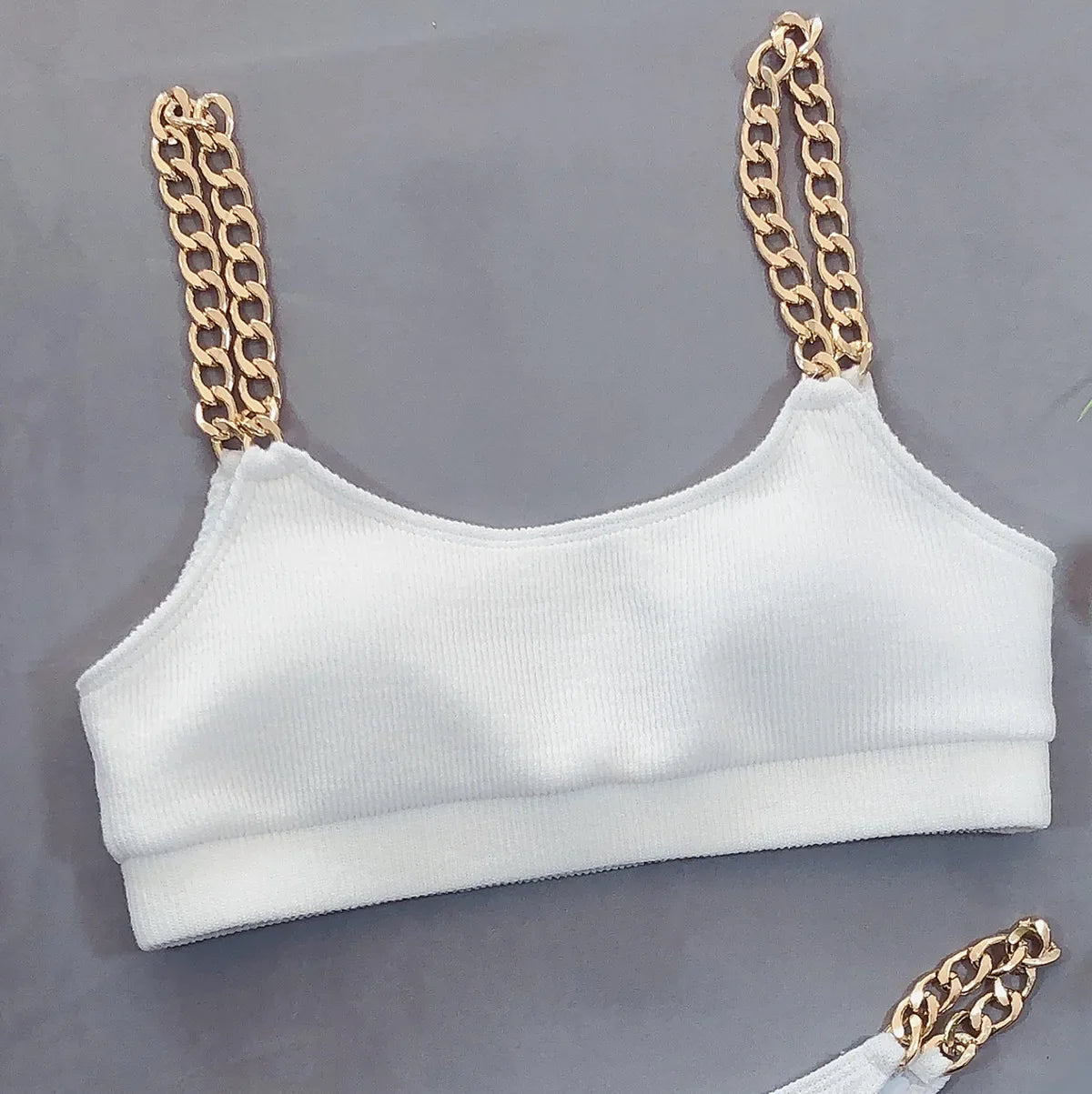 Bikini 2026 Sexy Chain Strap Solid Swimwear Swimsuit Women Bikini Set Bathing Suit Beach Bikini Female White/Black Bikinis Mujer