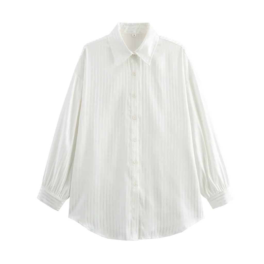Foridol White Striped Blusas Para Mujer Spring Summer Casual Women Shirt Single Breasted Long Sleeve Loose Shirts Blouses 2025