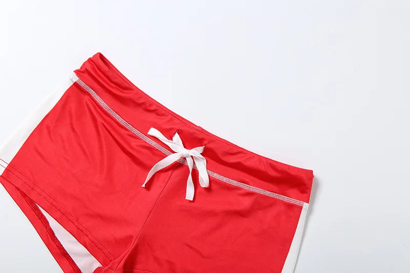European and American 2026 Spring and Summer Casual Contrast Color Halter Backless Top High Waist Butt Lifting Shorts Set